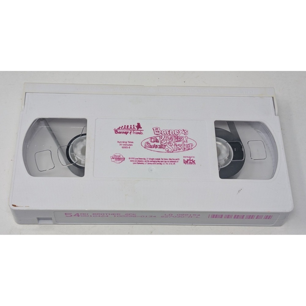 Barney VHS Oh Brother! She's My Sister Vintage 1998 VHS Cassette Tape‎ White 90s